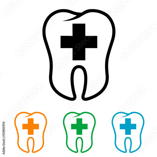 Icono plano linea dentista en varios colores