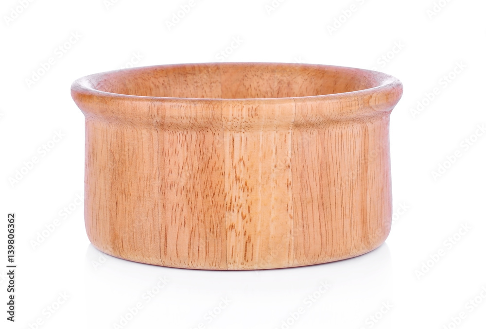 Wooden bowl isolated closeup on white Wooden bowl isolated closeup on white