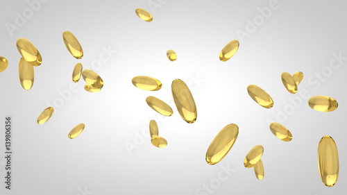 High res 3d Omega3 oil tablets