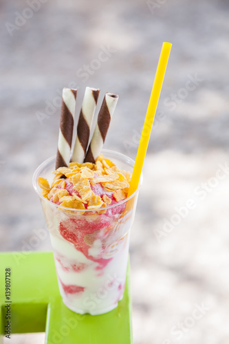 Yogurt strawberry photo