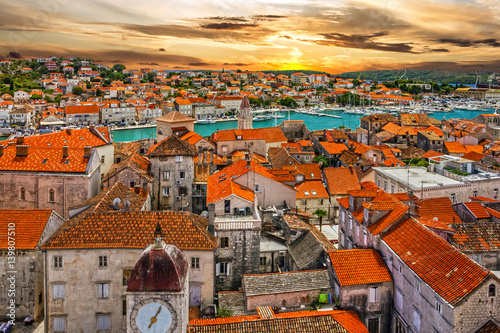  Croatia, Trogir town sunset view, Croatian tourist destination. photo