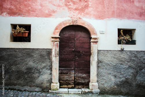 old house facade to Roccacasale, Abruzzo photo