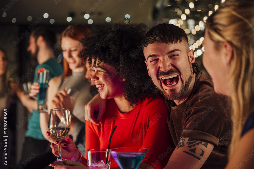 Fototapeta premium Friends In A Nightclub