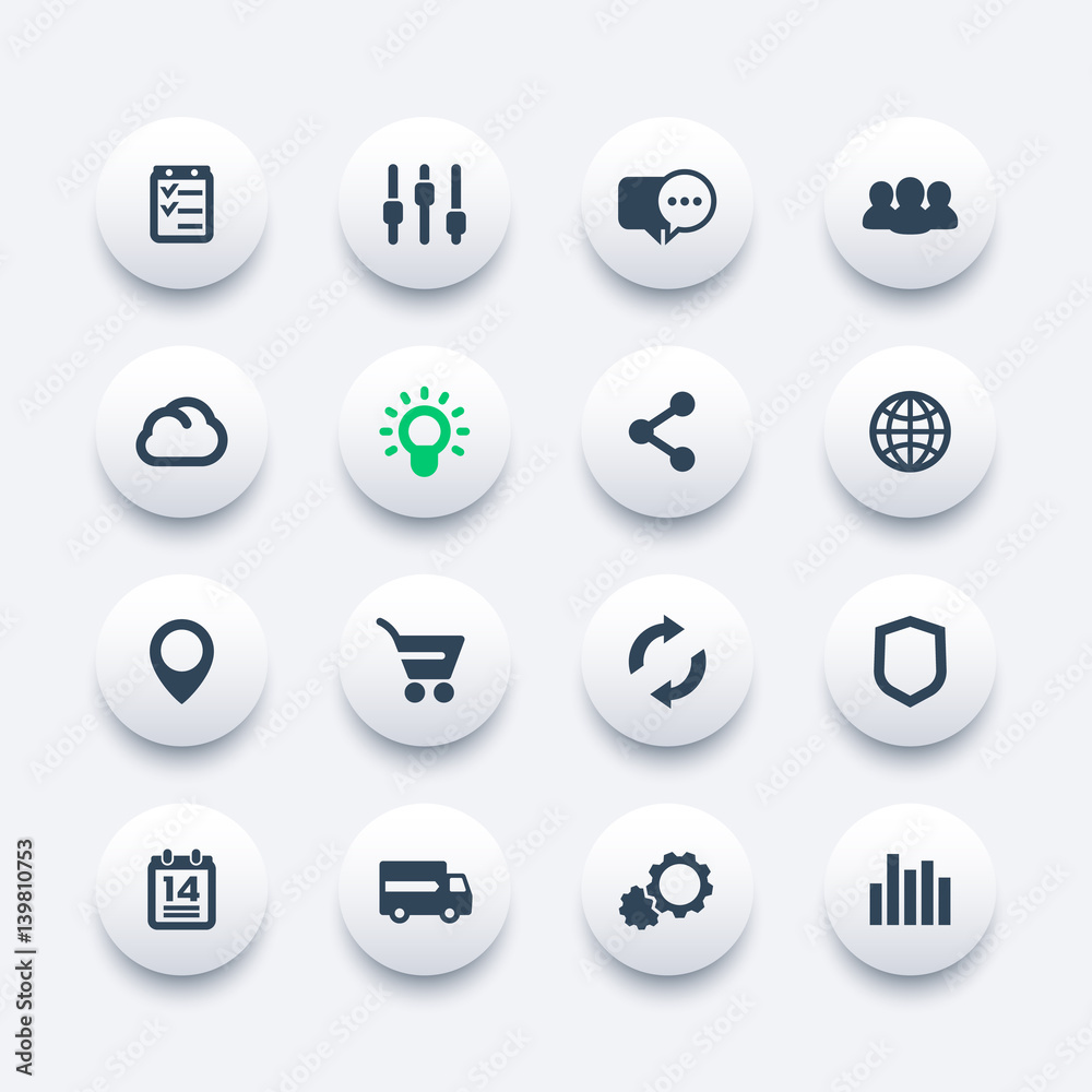 Naklejka premium web icons set, internet, e-commerce, shopping, communication, business, analytics