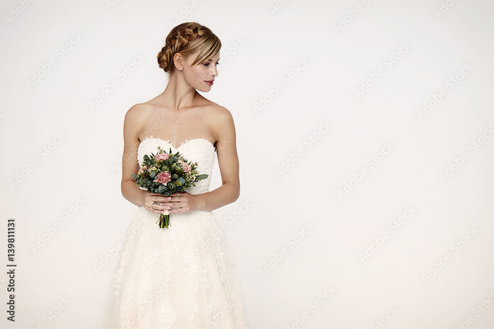 Beautiful bride with white wedding dress Beautiful bride with white wedding dress
