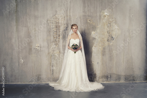 Stunning bride in wedding dress, portrait