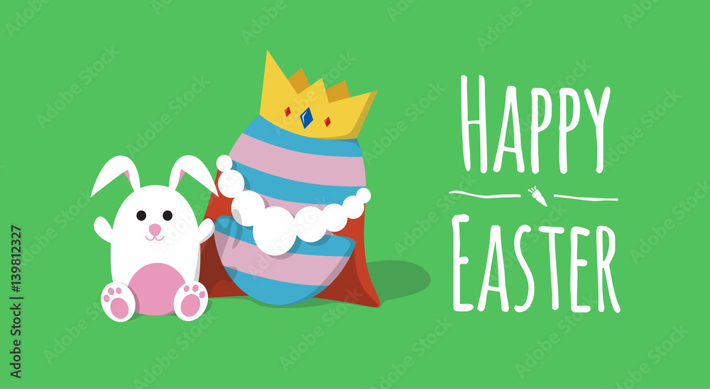 Naklejka premium Bunny with King of Eggs 