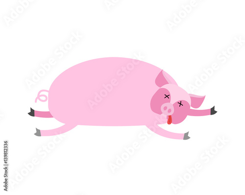 Dead pig. Farm animal is dead. Corpse of swine