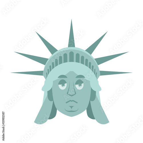 Statue of Liberty sad Emoji. US landmark statue face sorrowful emotion isolated