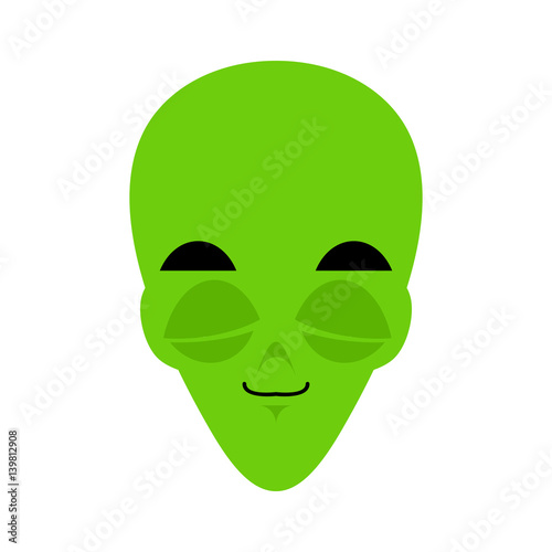 UFO sleeping Emoji. Green alien face asleep emotion. martian avatar