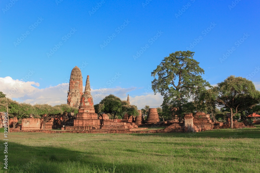pagoda ancient famous in wat Phra Sri Sanphet  beautiful ,Royal Palace in Ajutthaya travel Thailand