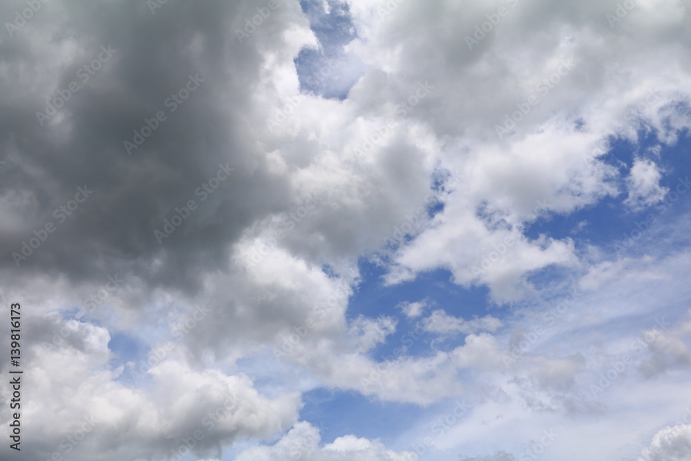 blue sky with big cloud and raincloud, art of nature beautiful and copy space for add text