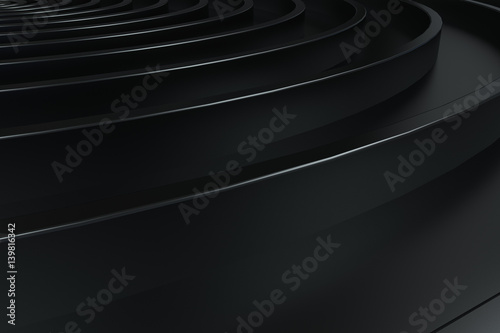 Dark concentric spiral on black background