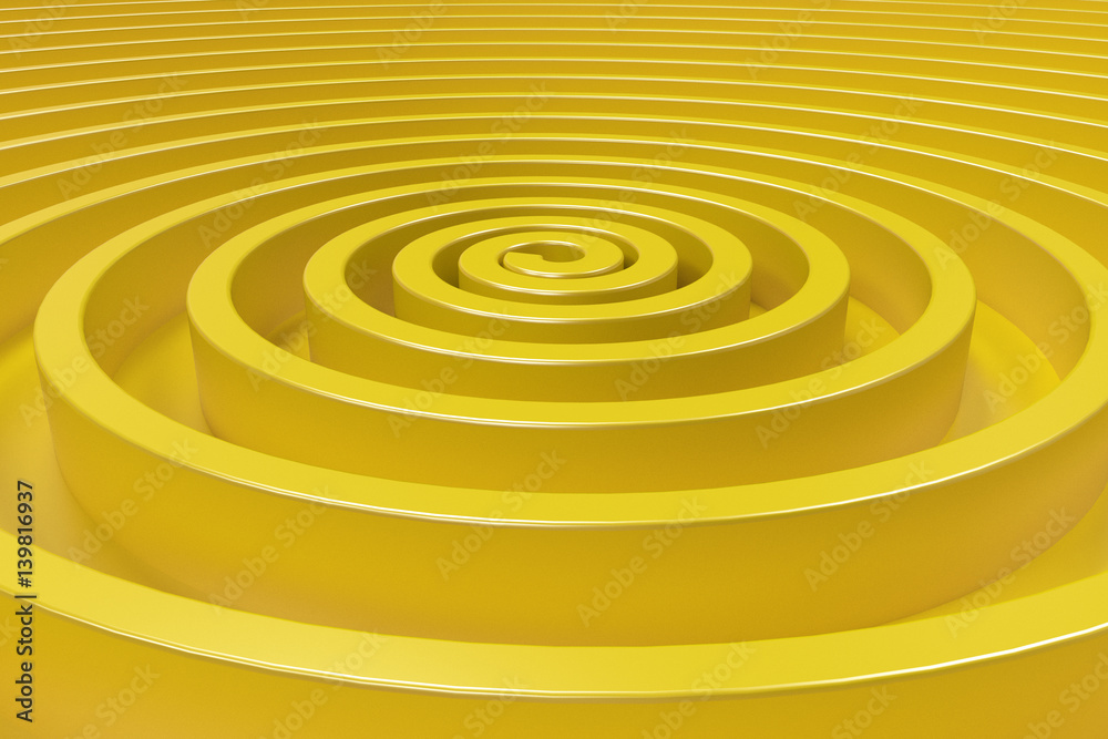 Yellow concentric spiral on yellow background Yellow concentric spiral on yellow background