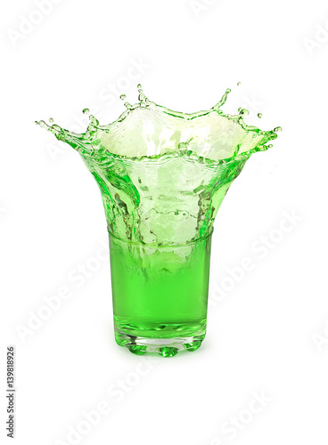 Splash of water in a glass on a white background