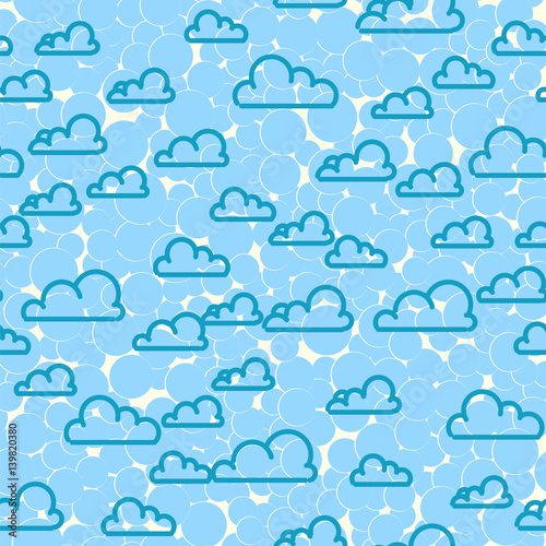 Cloud sky seamless pattern. Cartoon weather background.