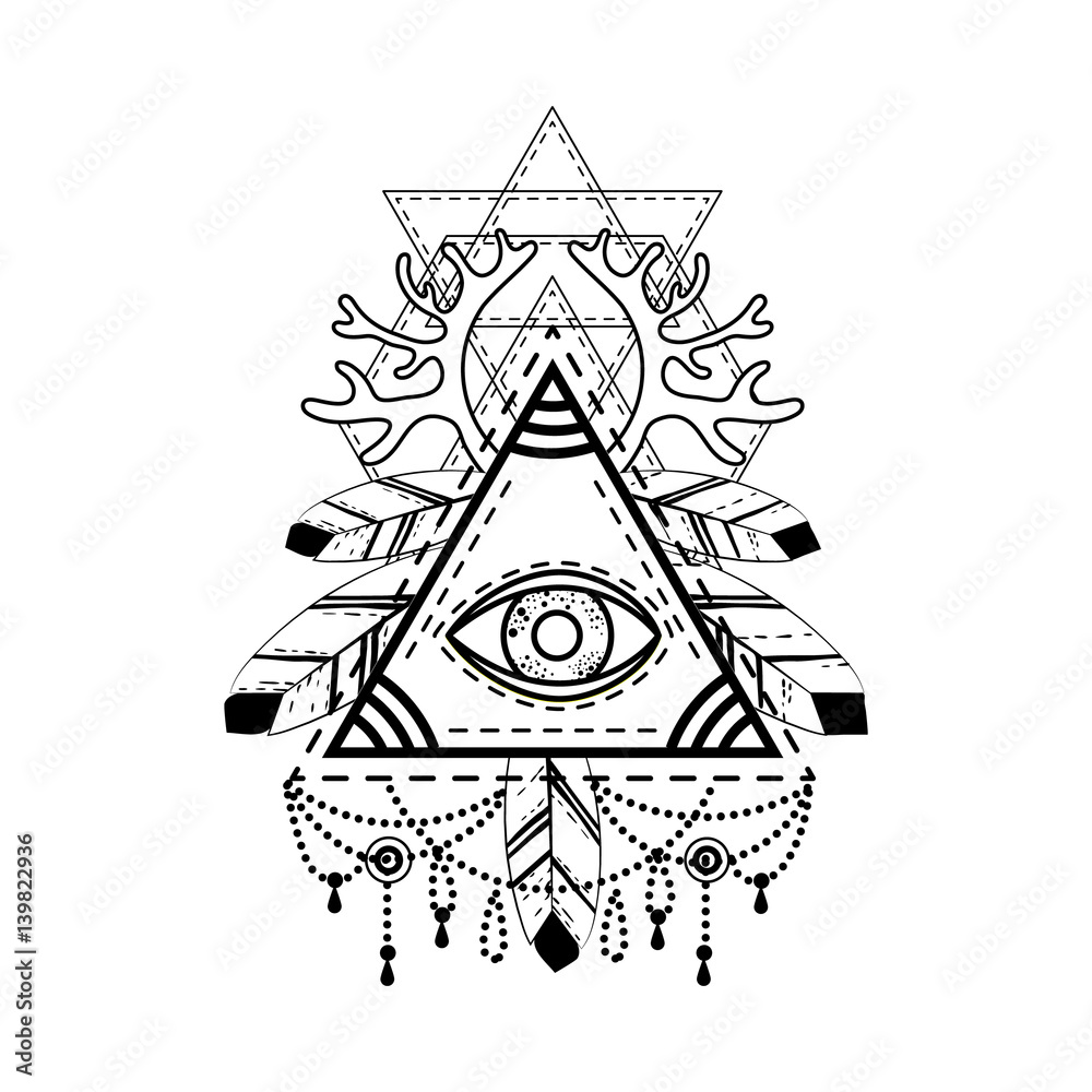 All-seeing eye pyramid symbol. Old school tattoo. Mystic sign of alchemy,  of Providence, the occult, magic, Freemasonry and the Illuminati.  Conspiracy theory. Vector illustration. Stock Vector | Adobe Stock