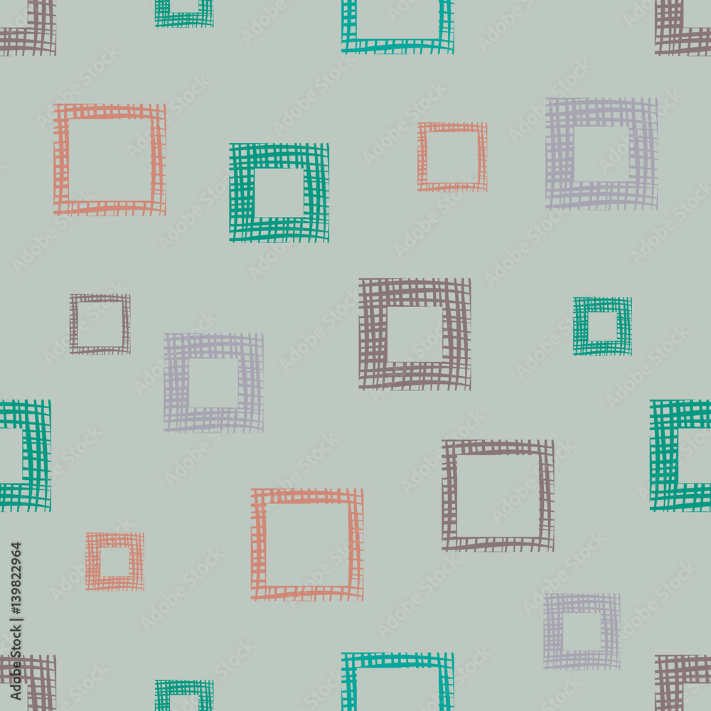 Seamless vector geometrical pattern with rhombus, squares, rectangles endless background with hand drawn textured geometric figures. Pastel Graphic illustration Template for wrapping, web backgrounds Seamless vector geometrical pattern with rhombus, squares, rectangles endless background with hand drawn textured geometric figures. Pastel Graphic illustration Template for wrapping, web backgrounds