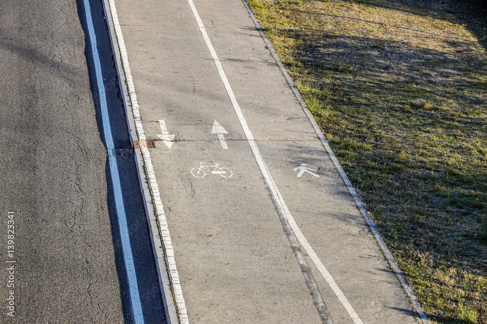 Bicycle lane across the road in Italy Bicycle lane across the road in Italy