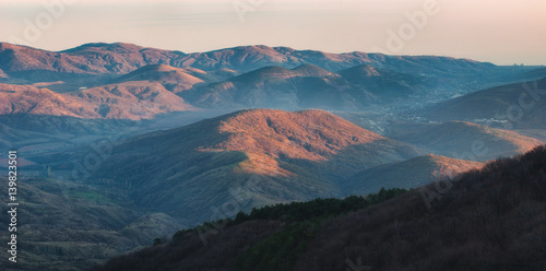 Crimea mountain valley in a sunset light © Bashkatov