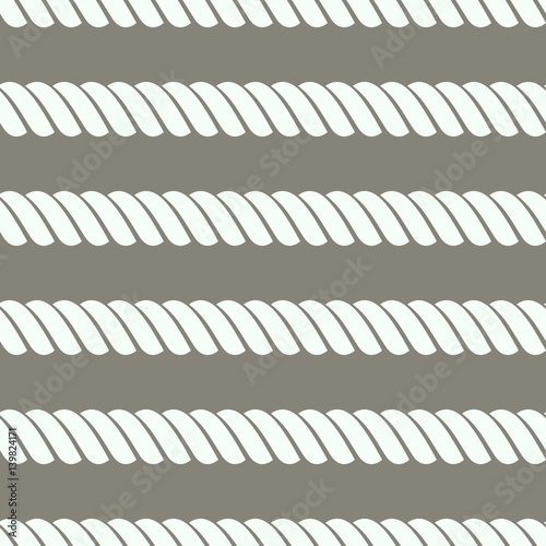 Vector seamless grey pattern with rope Symmetrical background Graphic illustration. Template for wrapping, backgrounds, fabric, prints, decor, surface.