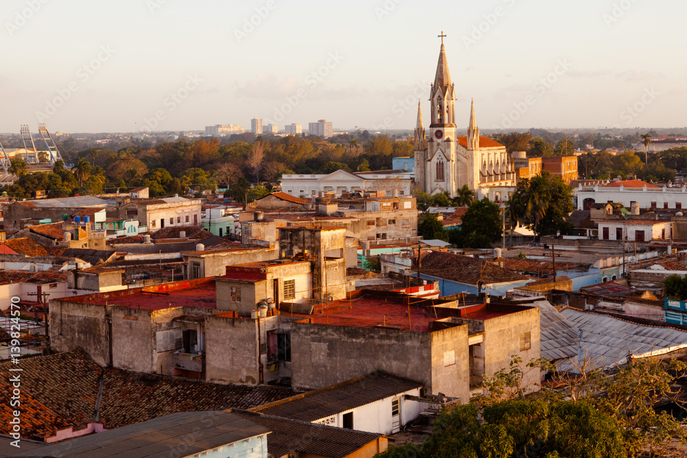 Cuba / Camaguey (UNESCO World Heritage Centre) from above at sunset