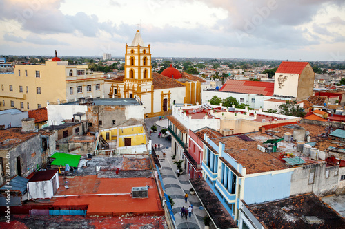 Fényképezés Cuba / Camaguey (UNESCO World Heritage Centre) from above at sunset