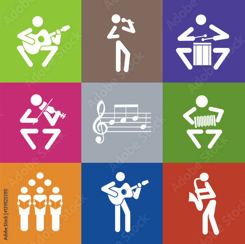 Musician icons flat design.
A set of flat icons about musician and singer. Vector available.