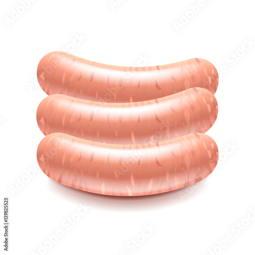 Raw sausages for grill isolated on white vector