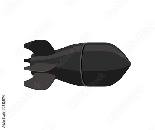 Air bomb isolated. Fighting rocket on white background. Military bomb