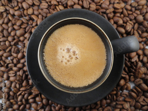 Espresso Cup and Coffee Beans