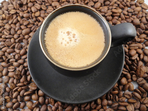 Espresso Cup and Coffee Beans