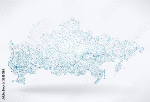Abstract Telecommunication Network Map - Russia