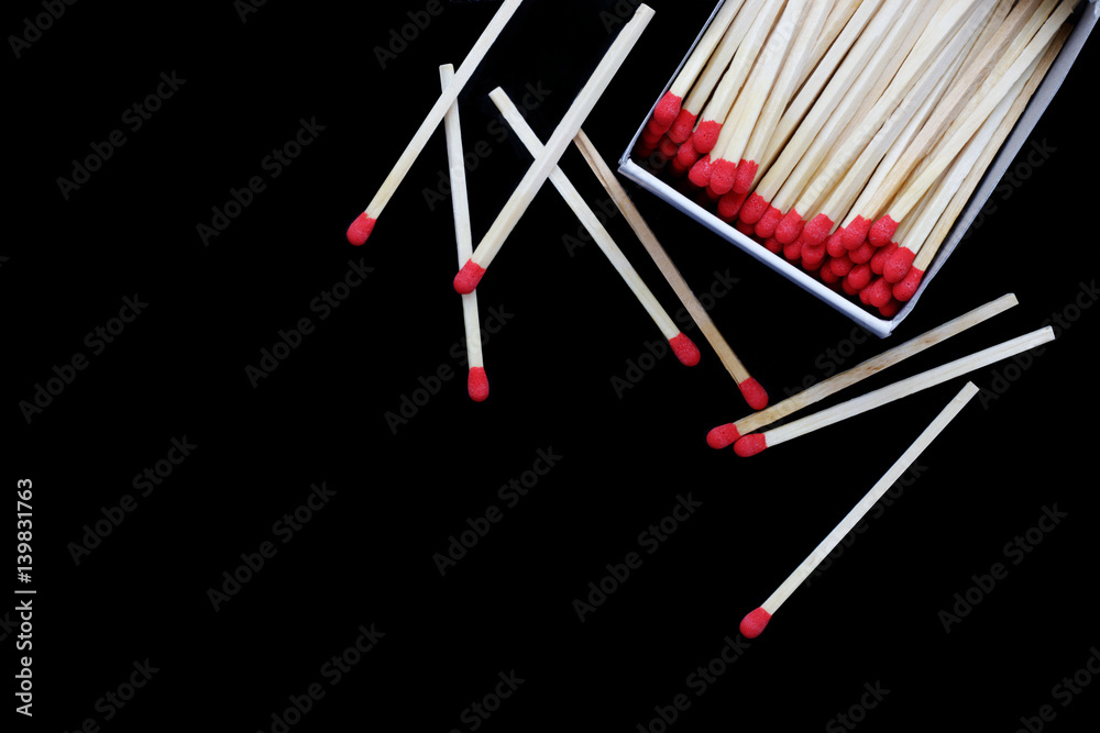 open Matchbox isolated on black background open Matchbox isolated on black background