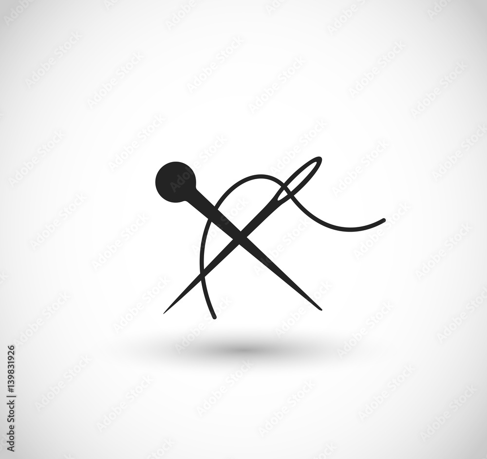 Needle and pin crossed icon vector Needle and pin crossed icon vector