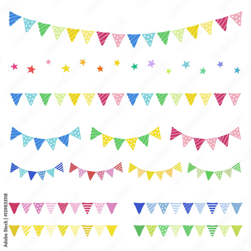 手書きガーランドの装飾素材セット Vector Eps Stock ベクター Adobe Stock