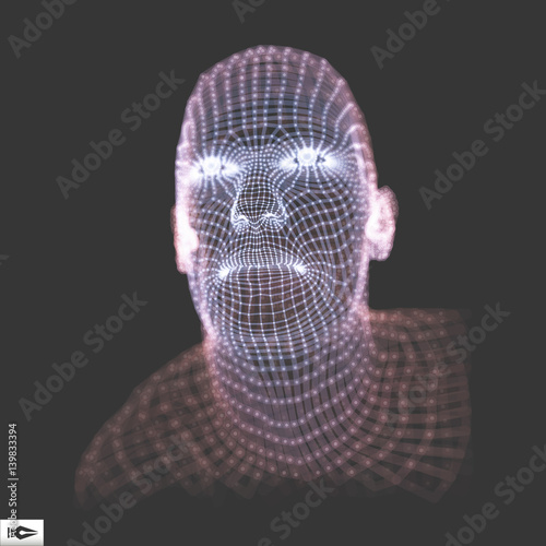 Head of the Person from a 3d Grid. 3D Geometric Face Design.