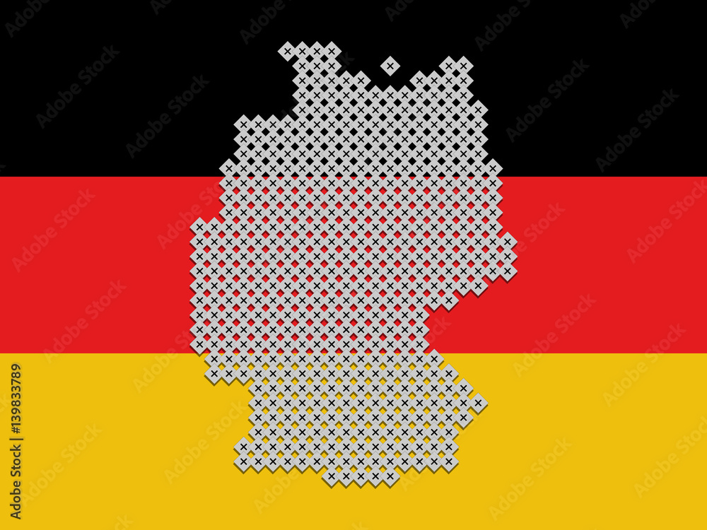 Germany map of votes on flag illustration