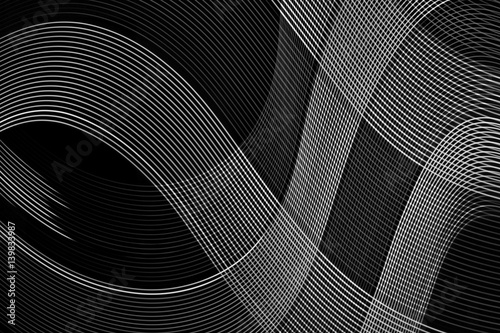 Abstract line from LED light on the black background.Used black and white filter.