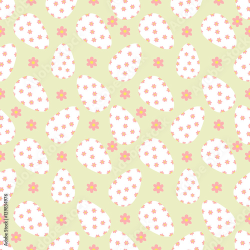 Easter seamless pattern with flowers and holiday eggs.Perfect for wallpaper, gift paper, pattern fills, web page background, spring and Easter greeting cards.