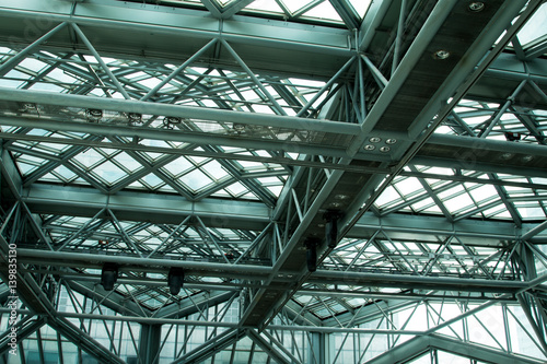 closeup of steel structure framework in Department store