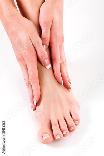 Woman foot and hands
