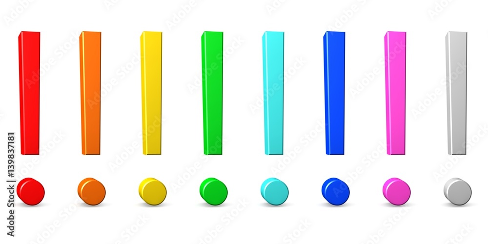 Obraz premium exclamation mark colored 3d isolated business symbol set