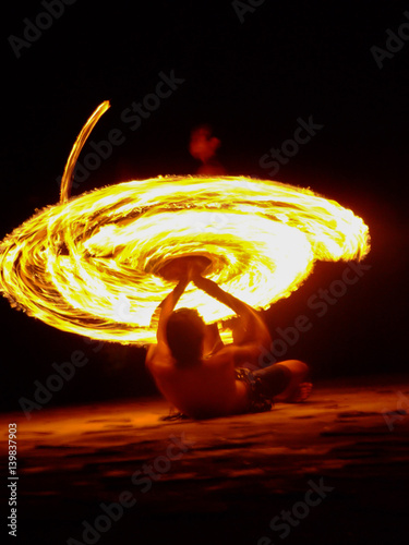 Man show swing fire
