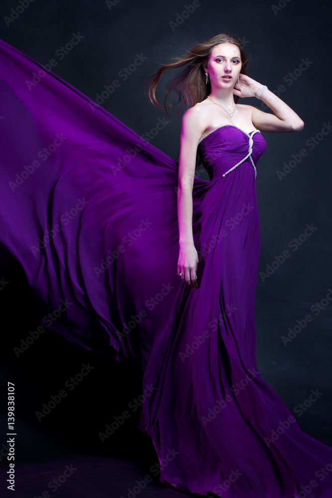 Fashion Woman in violet dress with Magic Makeup and Hairstyle Stock-Foto |  Adobe Stock