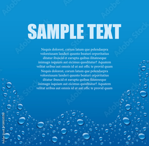 water drops on blue background with place for text