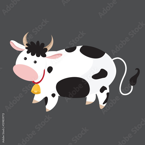 Cute cow cartoon, vector illustration