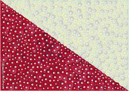 Red and green background reminiscent of red and white currant berries. Red - green bubble background
