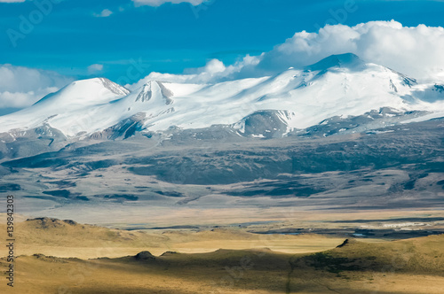 Mountain plateau snowy peaks