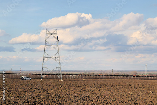 Power line under construction photo